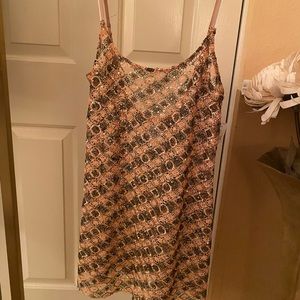 Free People Intimates Sequin Sparkle Peach/Olive Knit Tank Dress-NWT-Medium